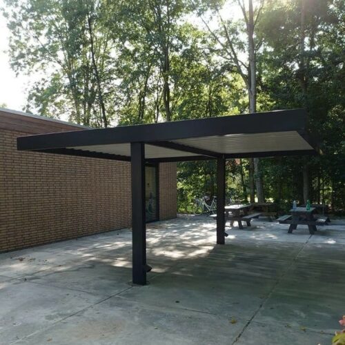 Fietsoverkapping model Dublin 11 Elegant minimalisme. Overdekte fietsenstalling Dublin. Ook ideaal als dubbele carport.